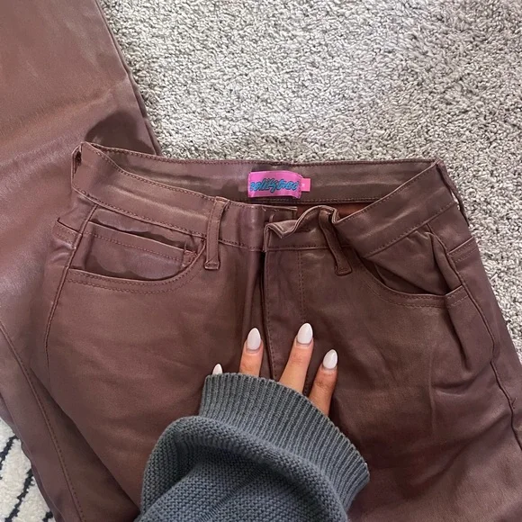 Edikted Brown Leather Pants - Picture 4 of 4
